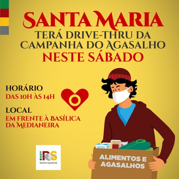 Terceiro drive-thru itinerante da Campanha do Agasalho será em Santiago e Santa Maria