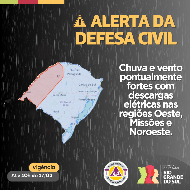 Defesa Civil Alerta Para Chuva E Vento Pontualmente Fortes Defesa Civil Do Rio Grande Do Sul