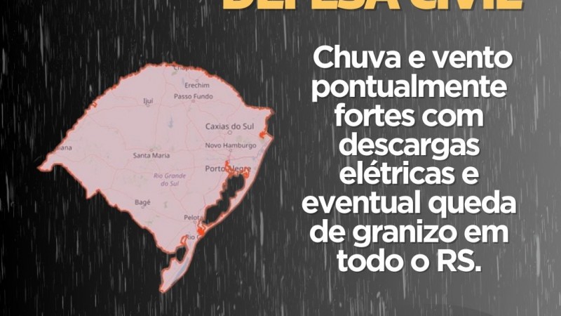 Defesa Civil Alerta Para Chuva E Vento Pontualmente Fortes Com Descargas Elétricas E Eventual 9760