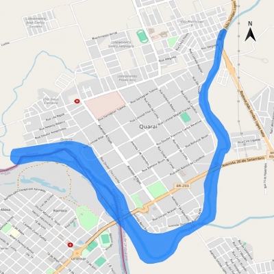 Foto completa do percurso do Rio Quaraí 