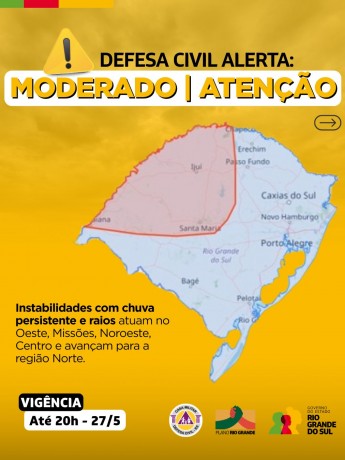 Defesa Civil alerta: Condição de ATENÇÃO para chuva persistente e raios