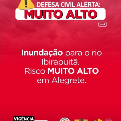 Alerta vermelho de inundação para o rio Ibirapuitã
