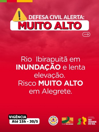Defesa Civil alerta: Rio Ibirapuitã em INUNDAÇÃO e lenta elevação