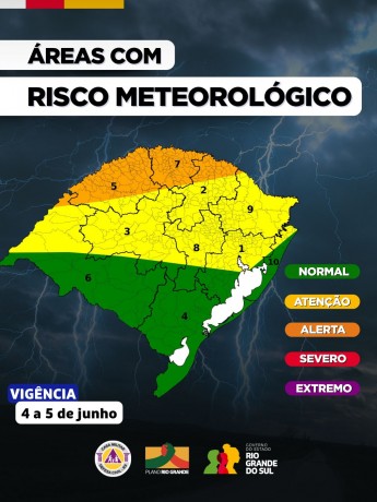 O Centro de Monitoramento da Defesa Civil Estadual atualiza o prognóstico para os próximos dias no RS