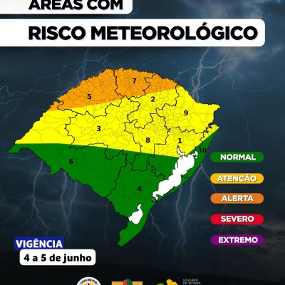 O Centro de Monitoramento da Defesa Civil Estadual atualiza o prognóstico para os próximos dias no RS