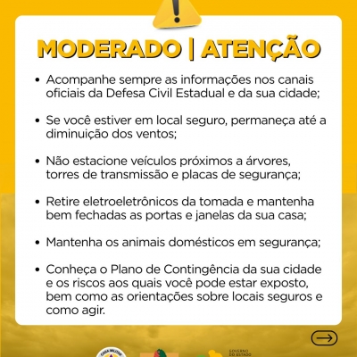 ALERTA AMARELO - RAJADAS DE VENTO