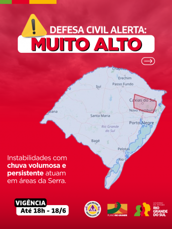 Alerta Vermelho para áreas da Serra