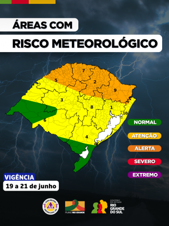 O Centro de Monitoramento da Defesa Civil Estadual atualiza o prognóstico meteorológico para os próximos dias no RS