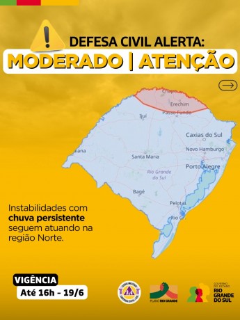 Defesa Civil alerta: Condição de ATENÇÃO para instabilidades com chuva persistente