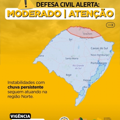Defesa Civil alerta: Condição de ATENÇÃO para instabilidades com chuva persistente