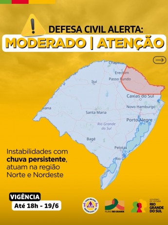 Defesa Civil alerta: Condição de ATENÇÃO para instabilidades com chuva persistente