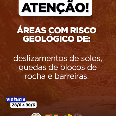 Defesa Civil do Estado alerta sobre áreas com alto risco geológico 