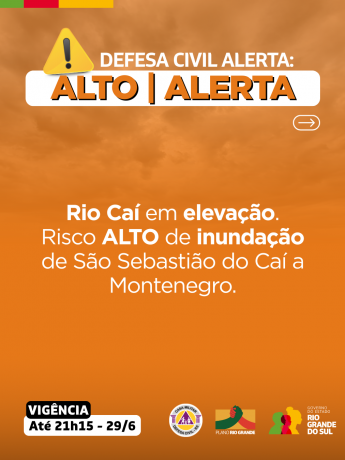 Alerta laranja para inundação