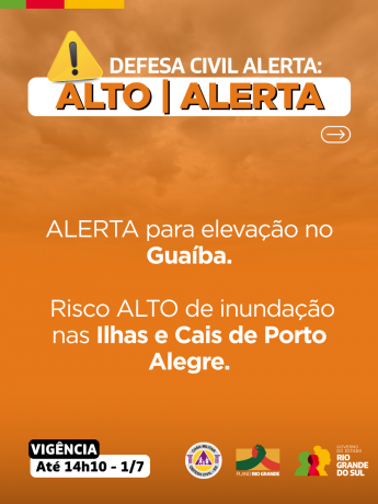 Defesa Civil alerta LARANJA: elevação no Guaíba