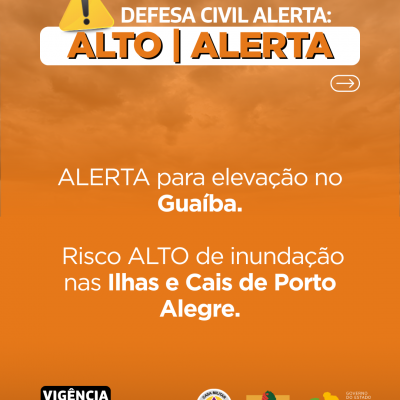 Defesa Civil alerta LARANJA: elevação no Guaíba