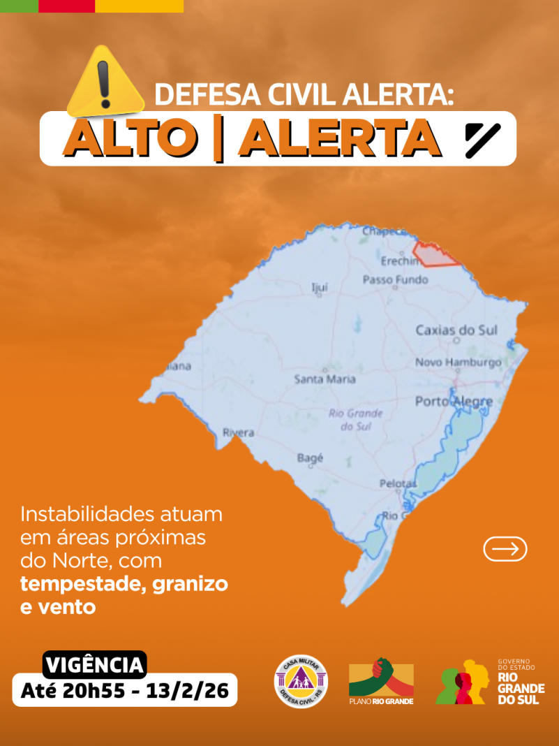 Defesa Civil alerta: Condi&ccedil;&atilde;o de ALERTA para instabilidades que atuam em &aacute;reas pr&oacute;ximas do Norte