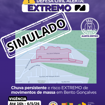 Simulação de Alerta ROXO/Cell Broadcast