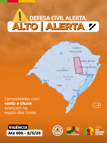 Defesa Civil alerta: Condi&ccedil;&atilde;o de ALERTA para tempestades com vento e chuva que avan&ccedil;am na regi&atilde;o dos Vales