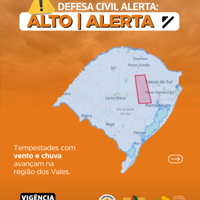Defesa Civil alerta: Condi&ccedil;&atilde;o de ALERTA para tempestades com vento e chuva que avan&ccedil;am na regi&atilde;o dos Vales