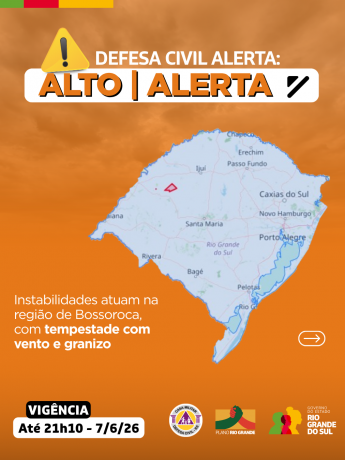 Defesa Civil alerta: Condi&ccedil;&atilde;o de ALERTA para instabilidades que atuam na regi&atilde;o de Bossoroca