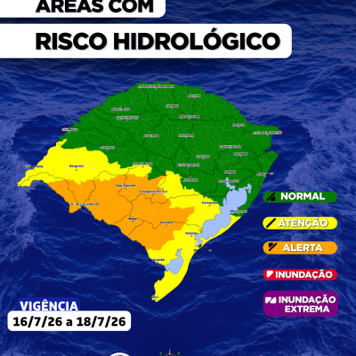 O CENTRO DE MONITORAMENTO DA DEFESA CIVIL DO ESTADO ATUALIZA O PROGN&Oacute;STICO HIDROL&Oacute;GICO PARA OS PR&Oacute;XIMOS DIAS