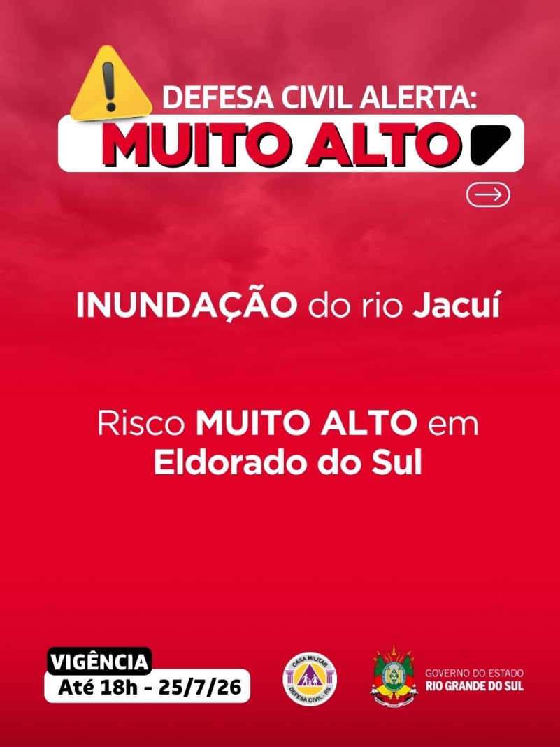 Defesa Civil alerta: ELEVA&Ccedil;&Atilde;O do rio Jacu&iacute;.