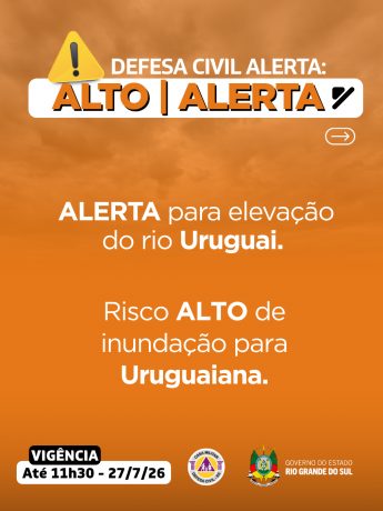 Alerta eleva&ccedil;&atilde;o rio Uruguai