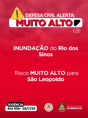 Defesa Civil alerta: Alerta VERMELHO: INUNDA&Ccedil;&Atilde;O do rio dos Sinos