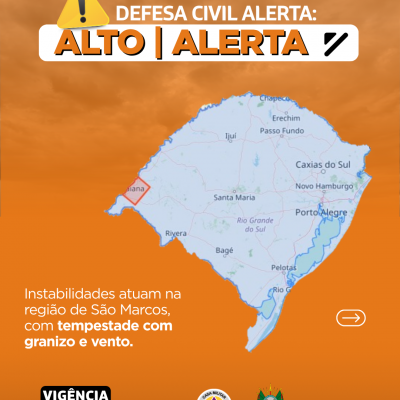 Defesa Civil alerta: condi&ccedil;&atilde;o de ALERTA para instabilidades que atuam na regi&atilde;o de S&atilde;o Marcos