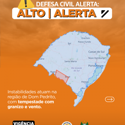 Defesa Civil alerta: condi&ccedil;&atilde;o de ALERTA para instabilidades que atuam na regi&atilde;o de Dom Pedrito