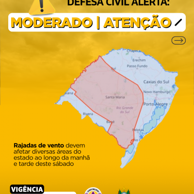 Defesa Civil alerta: Condi&ccedil;&atilde;o de ATEN&Ccedil;&Atilde;O para rajadas de vento que devem afetar diversas &aacute;reas do estado