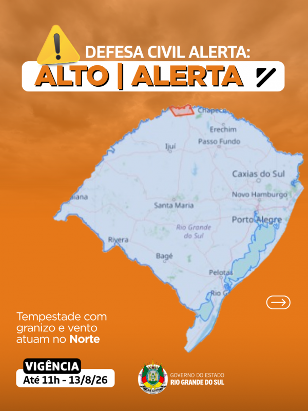 Defesa Civil alerta: condi&ccedil;&atilde;o de ALERTA para tempestade com granizo e vento no Norte