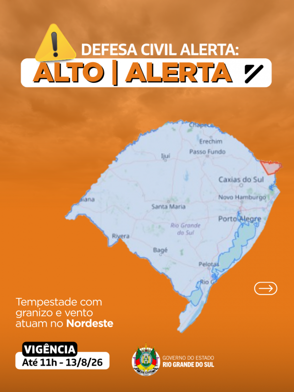 Defesa Civil alerta: condi&ccedil;&atilde;o de ALERTA para tempestade com granizo e vento no Nordeste
