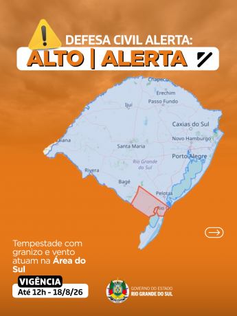 Instabilidades atuam em &aacute;reas do Sul. V&aacute;lido at&eacute; 12h do dia 18 de agosto