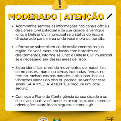 Alertas Movimentos de massa - amarelo