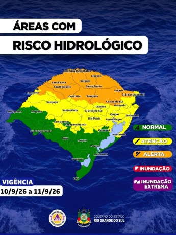 O CENTRO DE MONITORAMENTO DA DEFESA CIVIL DO ESTADO ATUALIZA O PROGN&Oacute;STICO HIDROL&Oacute;GICO PARA OS PR&Oacute;XIMOS DIAS