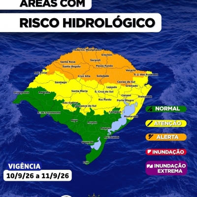 O CENTRO DE MONITORAMENTO DA DEFESA CIVIL DO ESTADO ATUALIZA O PROGN&Oacute;STICO HIDROL&Oacute;GICO PARA OS PR&Oacute;XIMOS DIAS