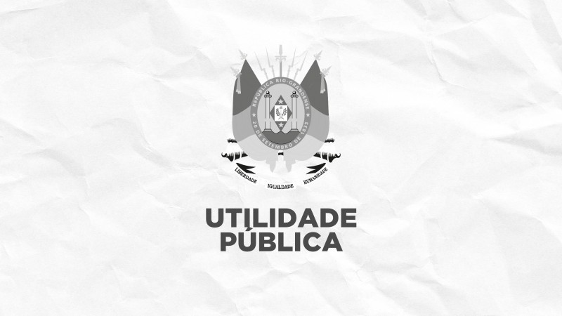 Bras&atilde;o do Rio Grande do Sul e, abaixo dele, escrito Utilidade P&uacute;blica