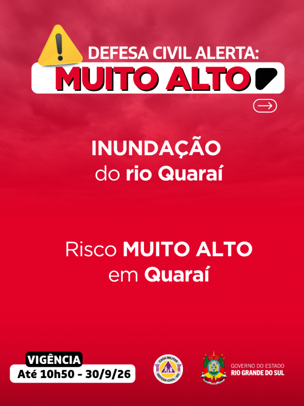 Defesa Civil alerta: INUNDA&Ccedil;&Atilde;O do rio Quara&iacute;. Risco MUITO ALTO em Quara&iacute;