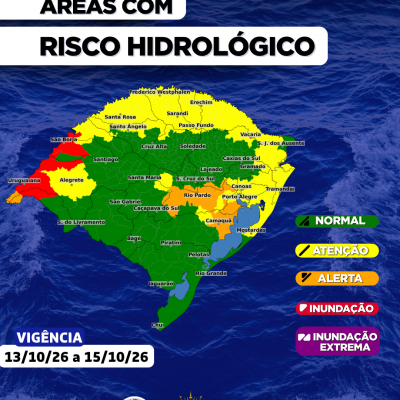 O CENTRO DE MONITORAMENTO DA DEFESA CIVIL DO ESTADO ATUALIZA O PROGN&Oacute;STICO HIDROL&Oacute;GICO PARA OS PR&Oacute;XIMOS DIAS